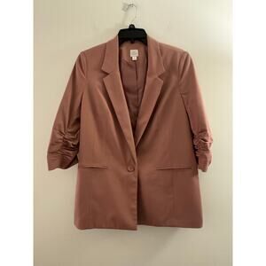 Lauren Conrad women’s dusty pink blazer size 8 ruched sleeves one button